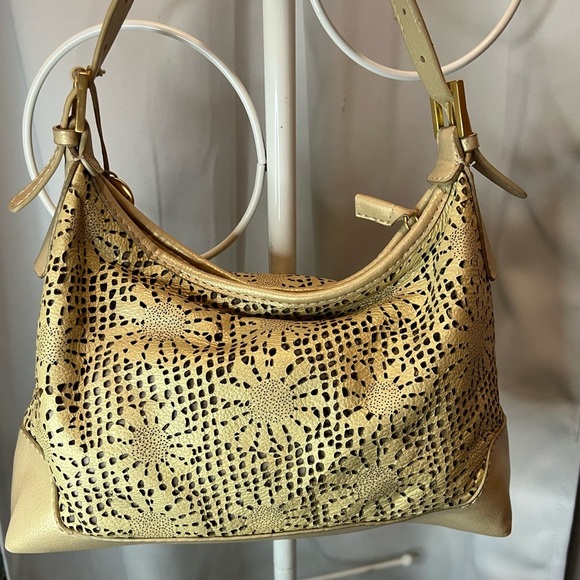 The Sak Handbags - The Sak light gold Shoulder Bag with Intricate Cutout Design